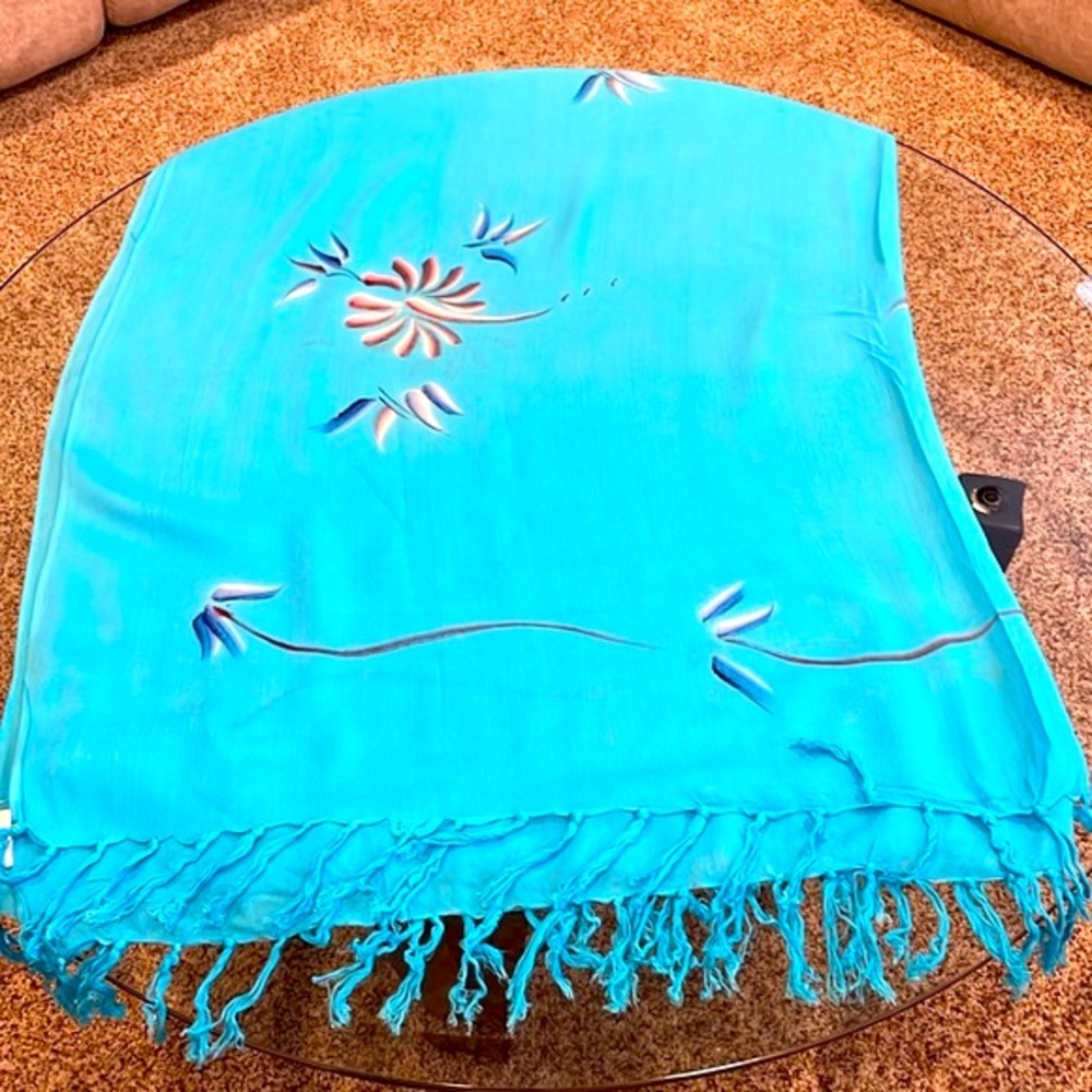 sarong wrap dress swim cover up or scarf from Hibiscus Collection hand painted - Picture 4 of 9